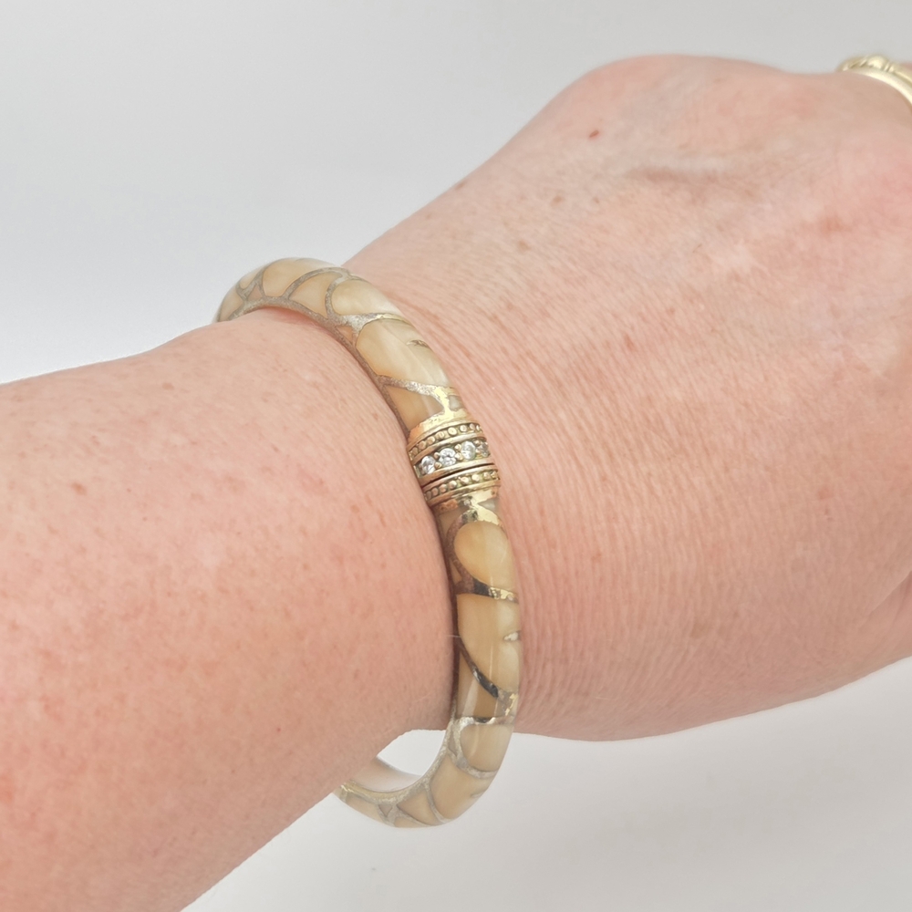 Cristina Sabatini Designer 18K Gold Plated Resin Clamper Bangle - Picture 6 of 16